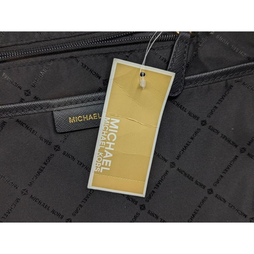 NWT Michael Kors Morgan Medium Black Signature Jacquard & Leather Trim Backpack‎ - Picture 3 of 11